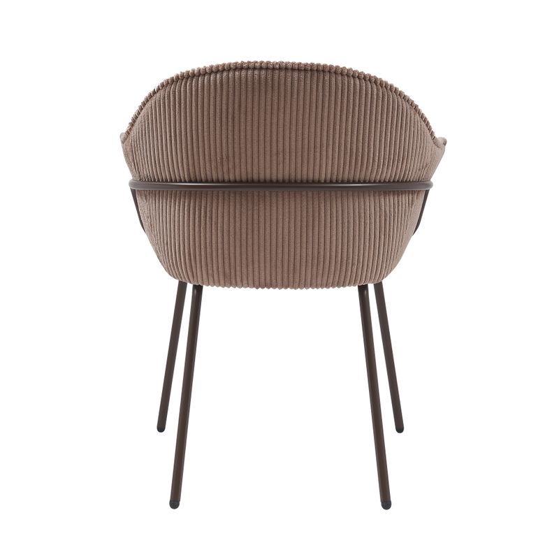 Chaise accoudoirs velours côtelé à grosses côtes marron NOMA