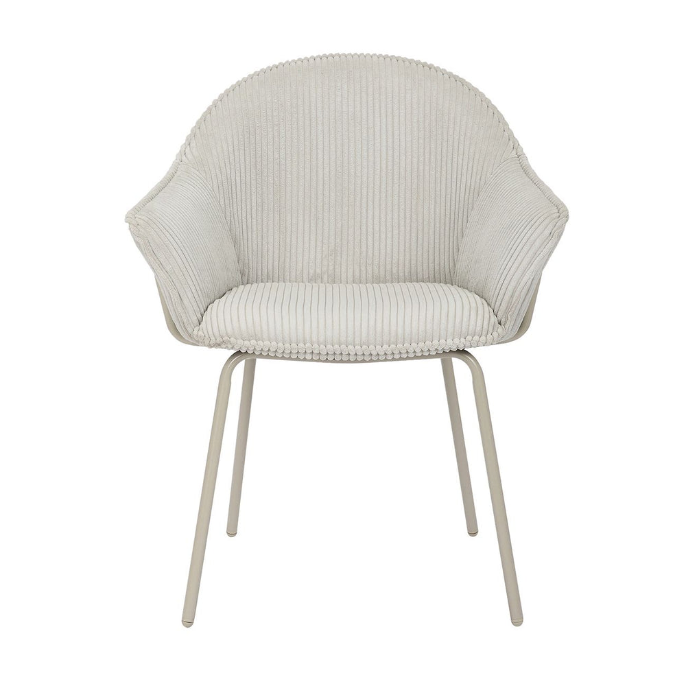 Chaise accoudoirs velours côtelé à grosses côtes gris clair NOMA