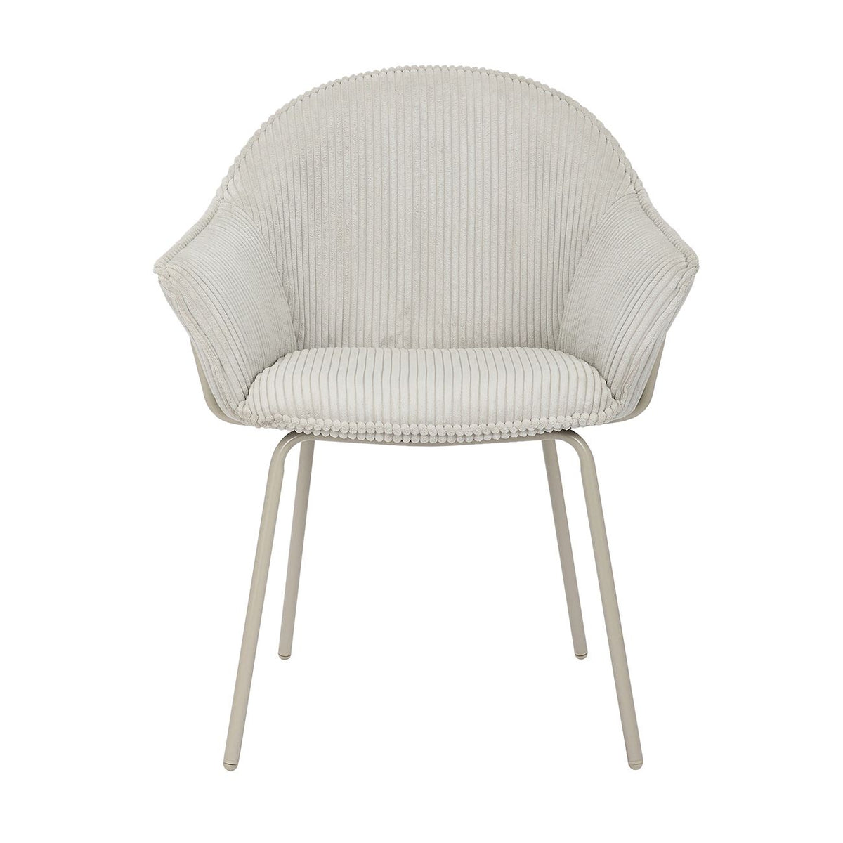 Chaise accoudoirs velours côtelé à grosses côtes gris clair NOMA