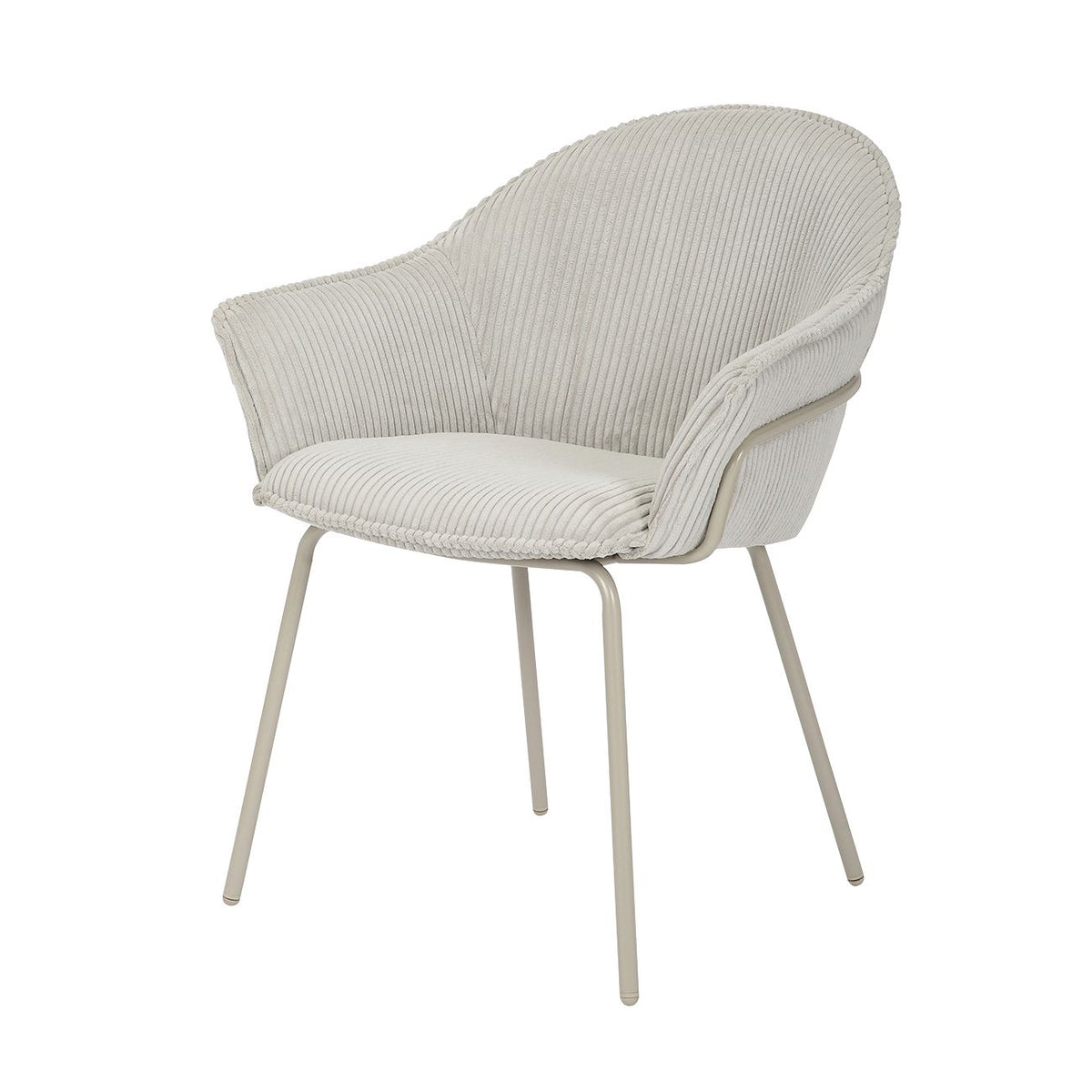 Chaise accoudoirs velours côtelé à grosses côtes gris clair NOMA