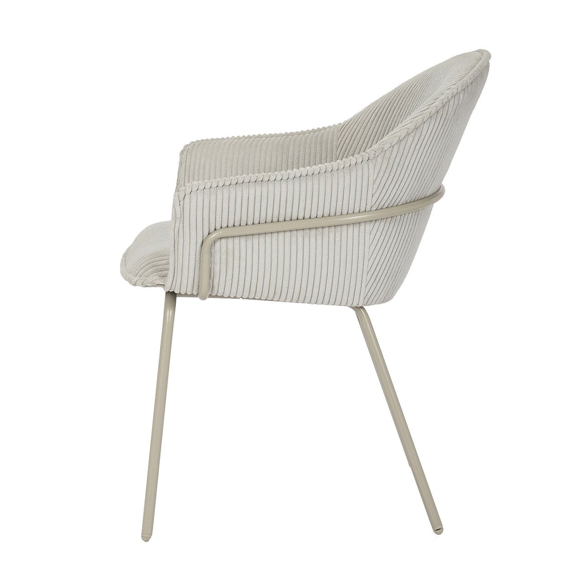 Chaise accoudoirs velours côtelé à grosses côtes gris clair NOMA