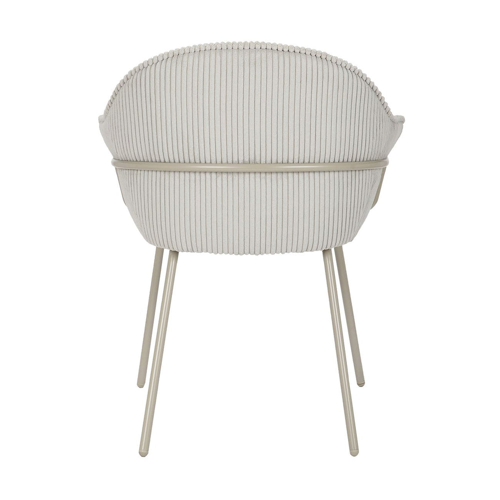 Chaise accoudoirs velours côtelé à grosses côtes gris clair NOMA
