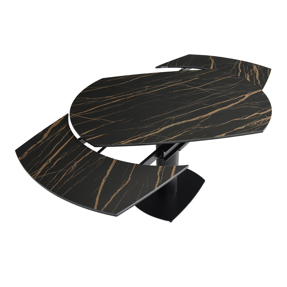 Table repas en céramique noir 120 cm avec allonge