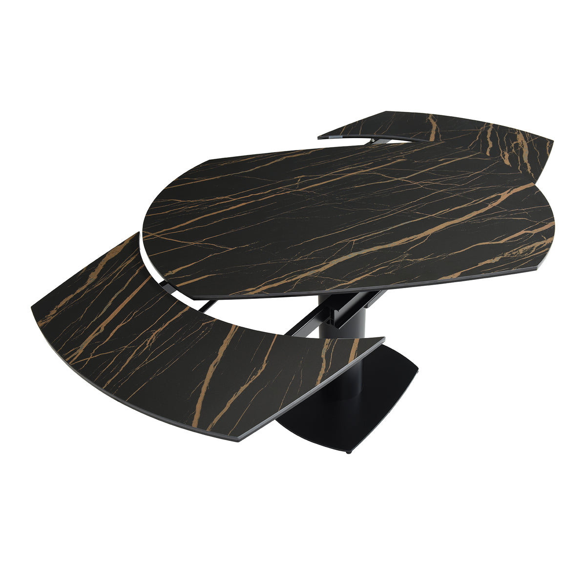 Table repas en céramique noir 120 cm avec allonge