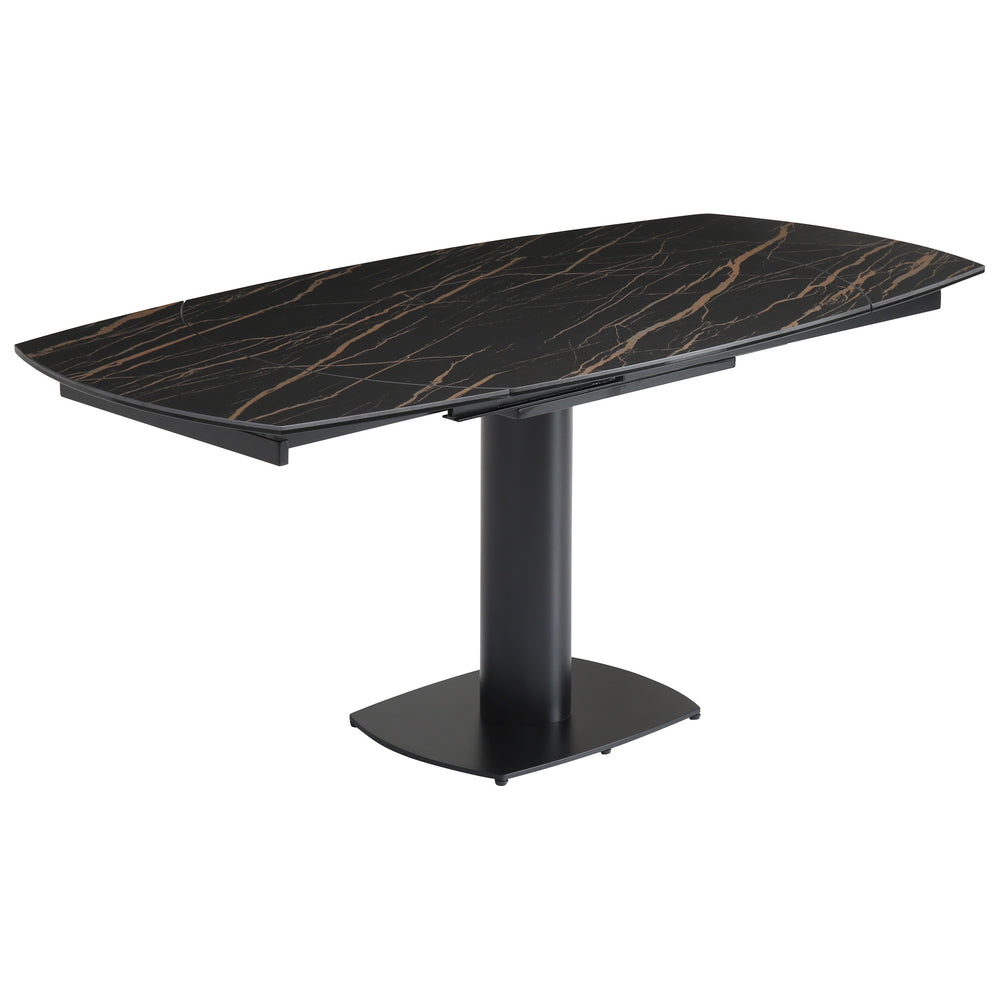 Table repas en céramique noir 120 cm avec allonge