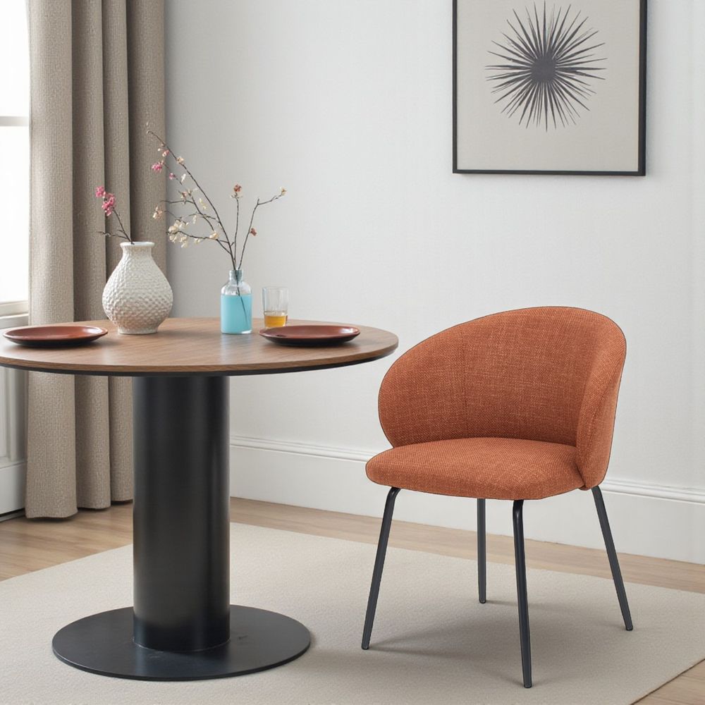 Chaise repas tissu caramel