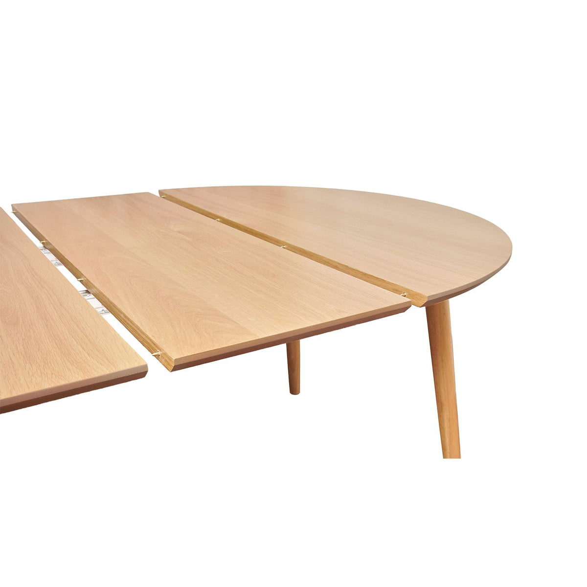 Table repas 120-200 cm placage chêne avec 2 allonges