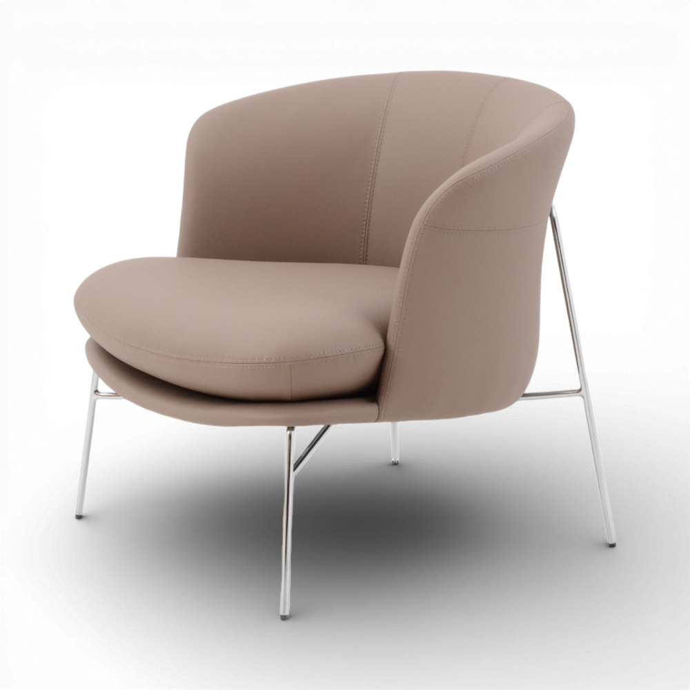 Fauteuil imitation cuir marron clair