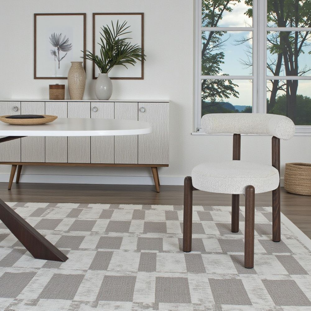 Chaise repas bouclette rase beige