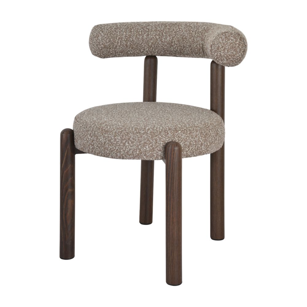 Chaise repas bouclette rase marron clair