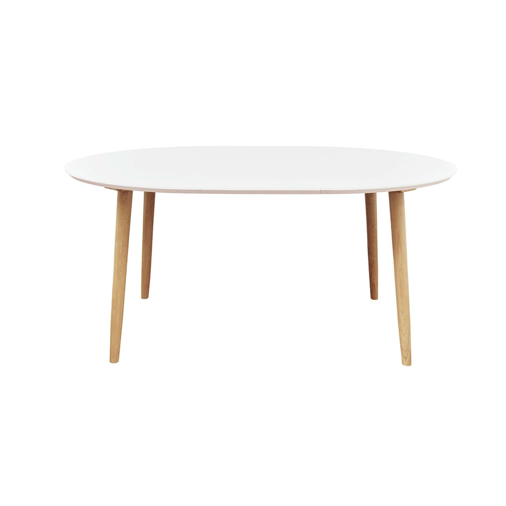 Table repas 100-180 cm blanc avec 2 allonges