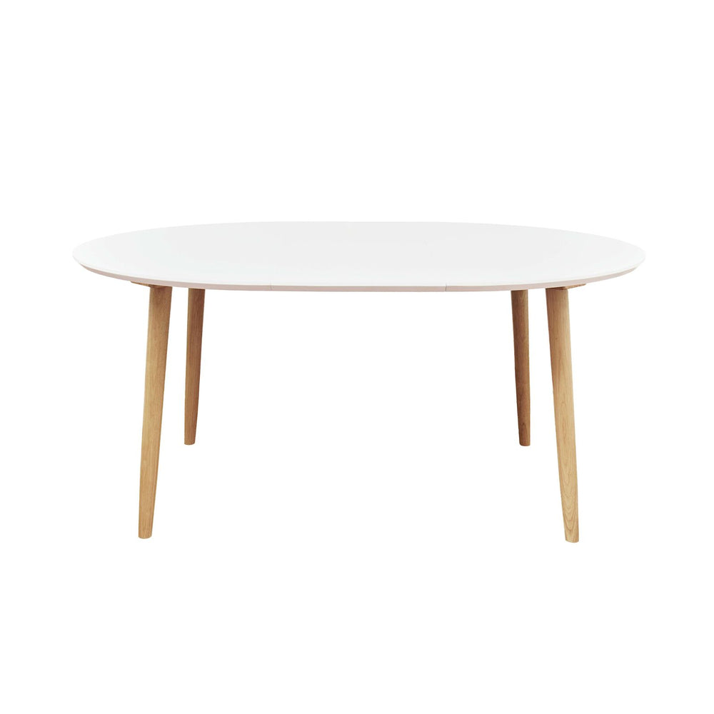 Table repas 120-200 cm blanc avec 2 allonges