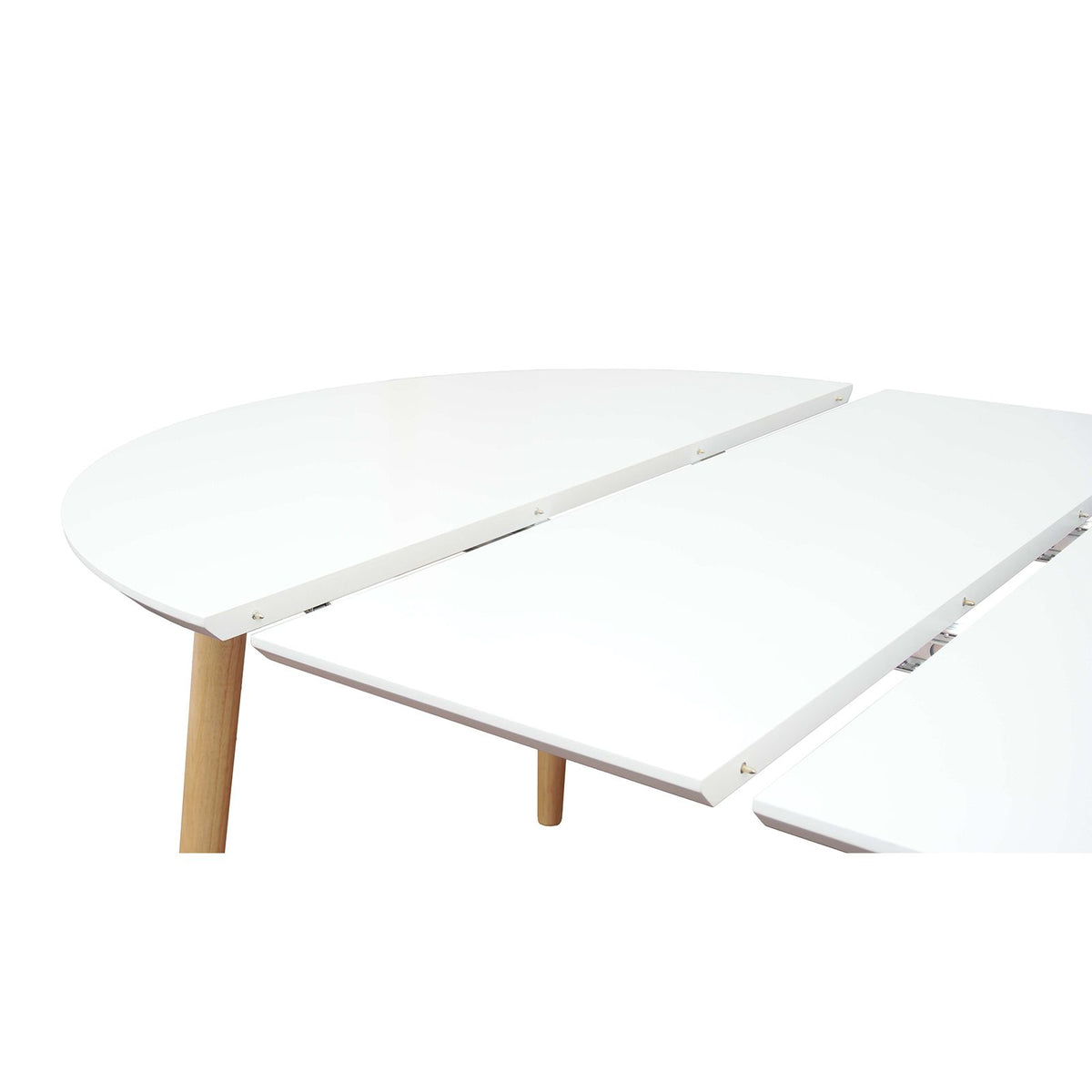 Table repas 120-200 cm blanc avec 2 allonges
