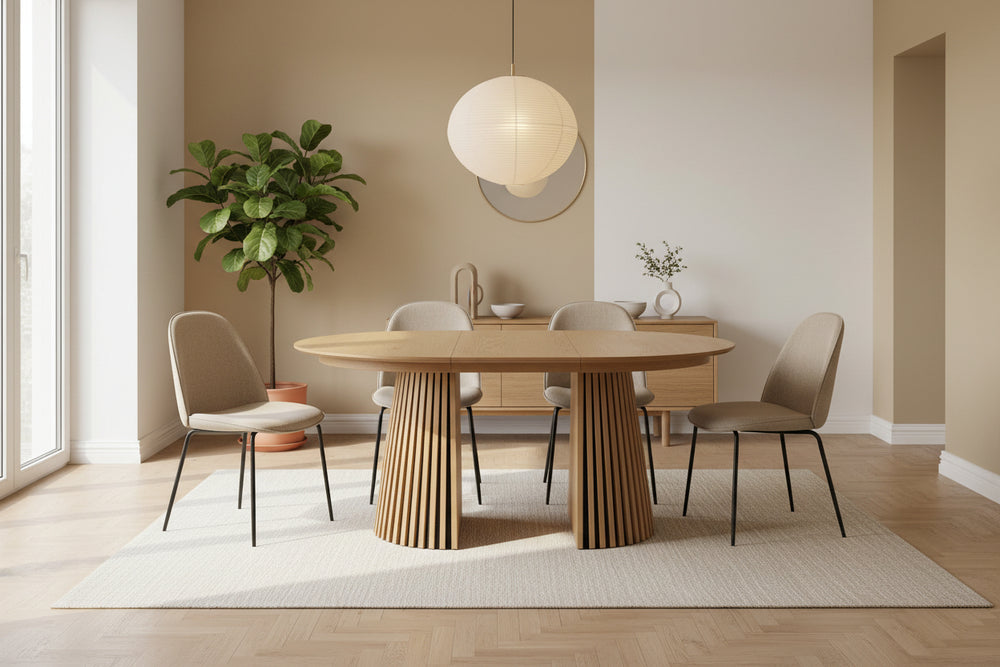 Table repas D120 avec 2 allonges placage Chêne clair