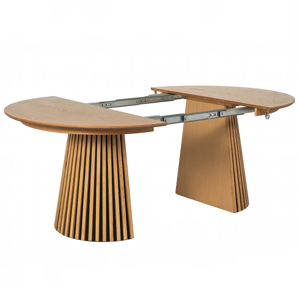 Table repas D120 avec 3 allonges placage Chêne clair