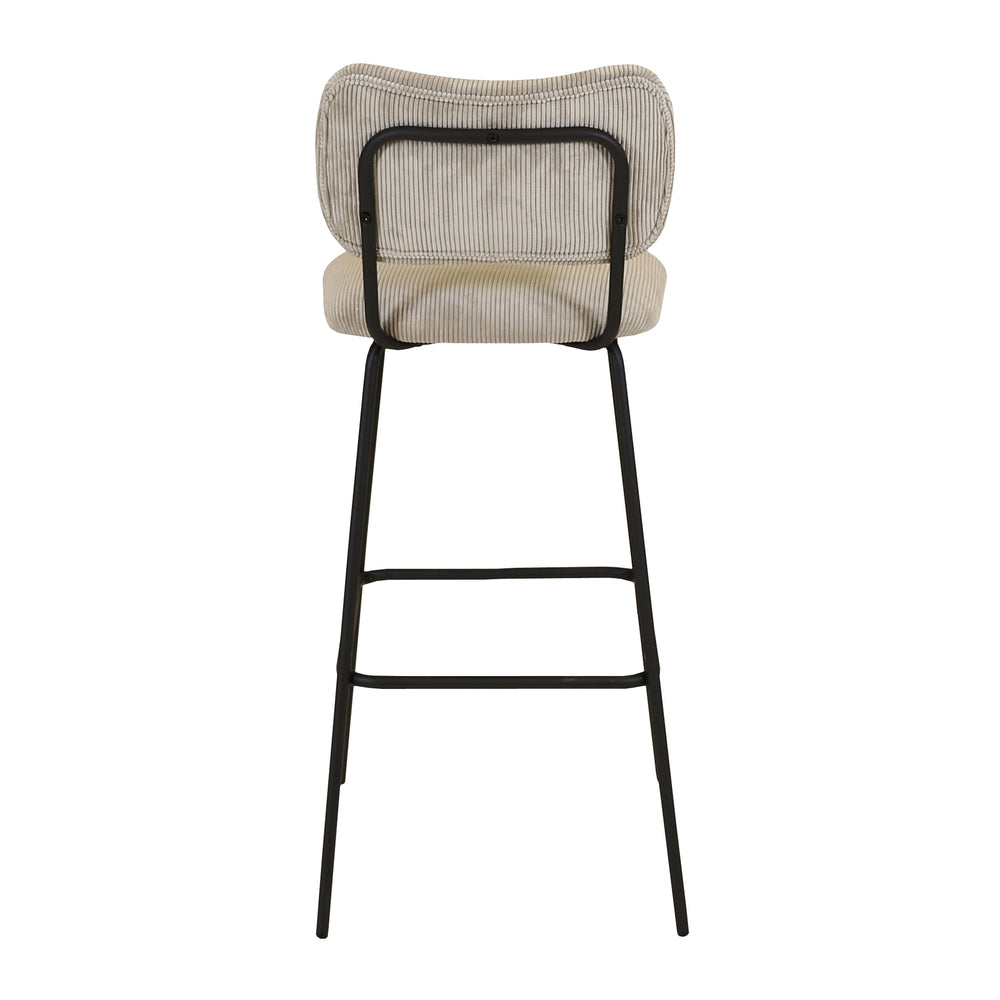 Chaise de bar velours côtelé gris clair SEMA