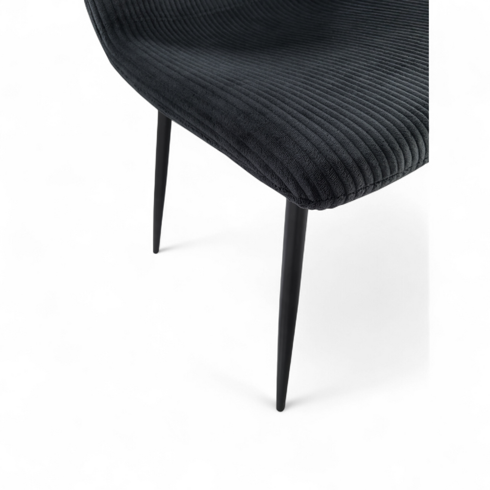 Chaise repas velours côtelé noir