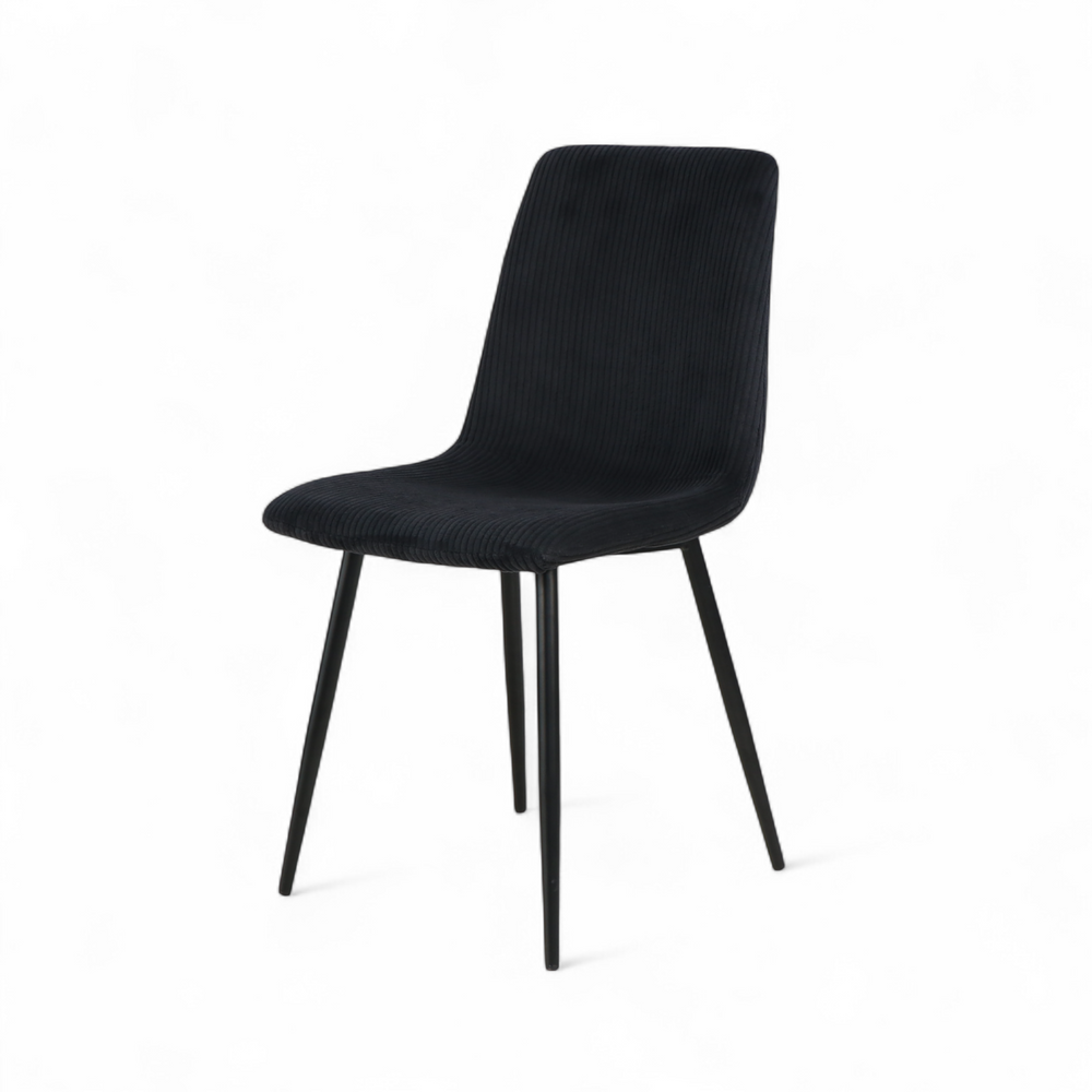 Chaise repas velours côtelé noir