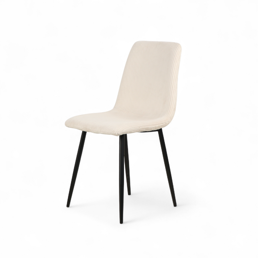 Chaise repas velours côtelé écru