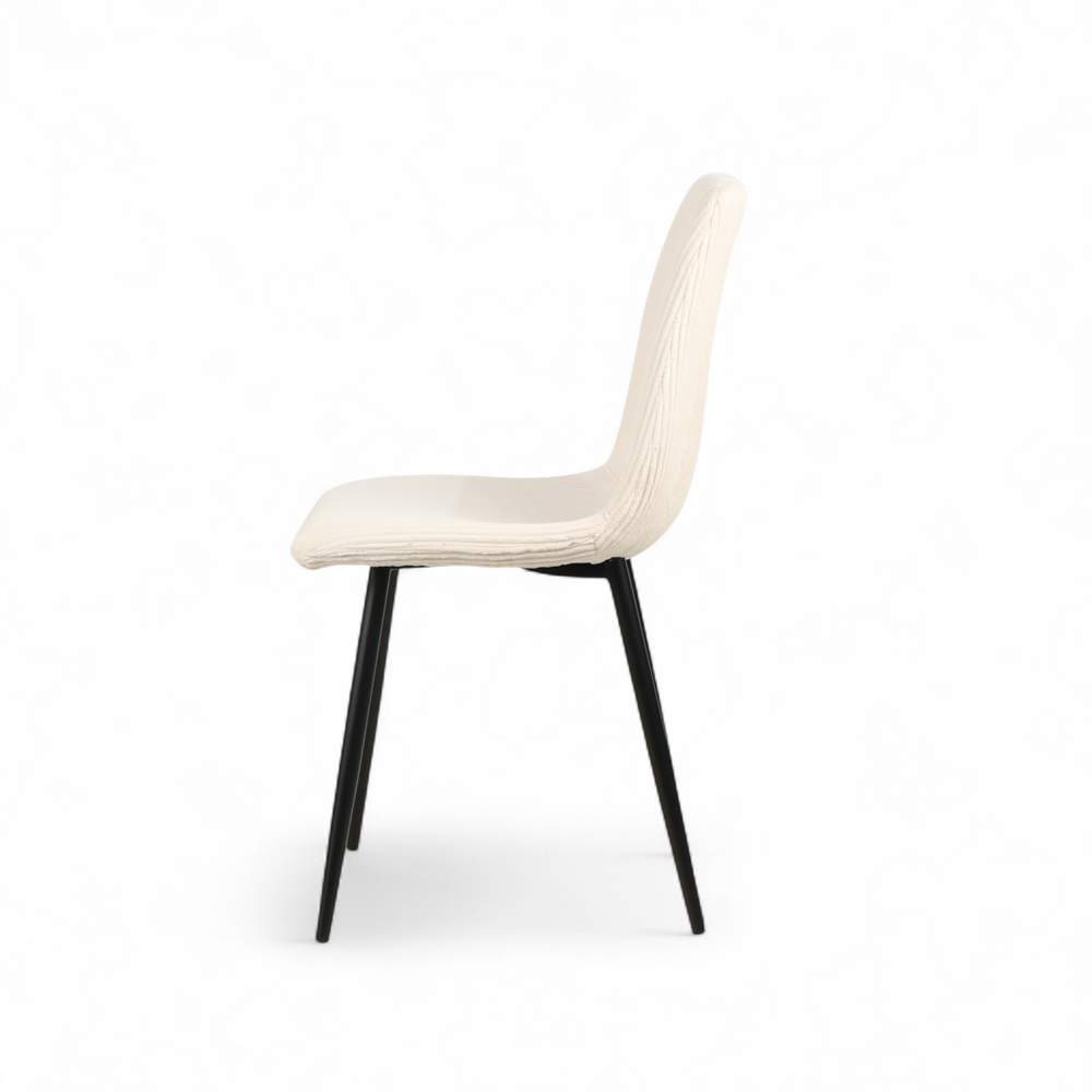 Chaise repas velours côtelé écru