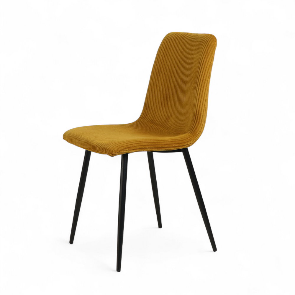 Chaise repas velours côtelé miel