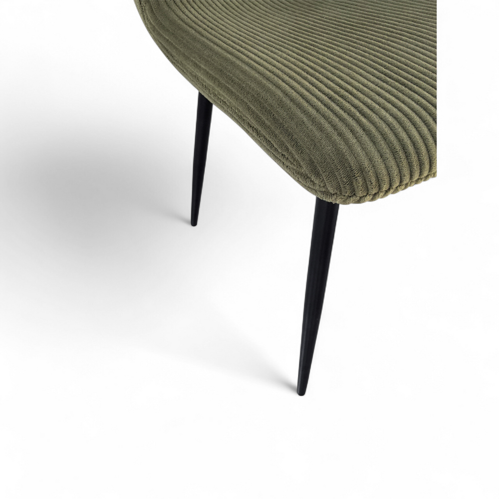 Chaise repas velours côtelé kaki