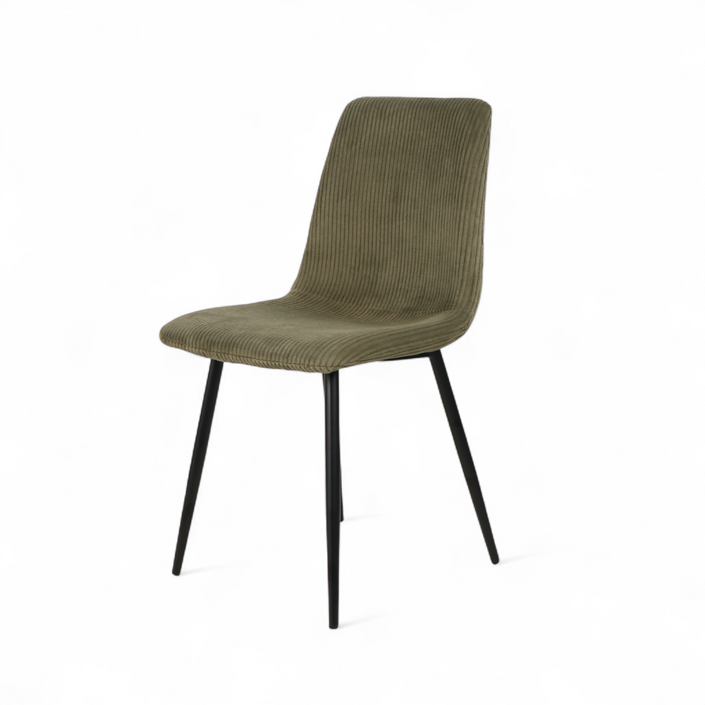 Chaise repas velours côtelé kaki