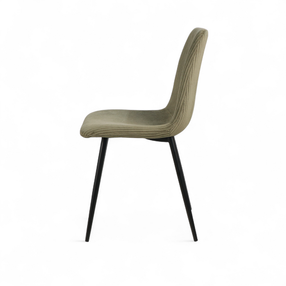 Chaise repas velours côtelé kaki