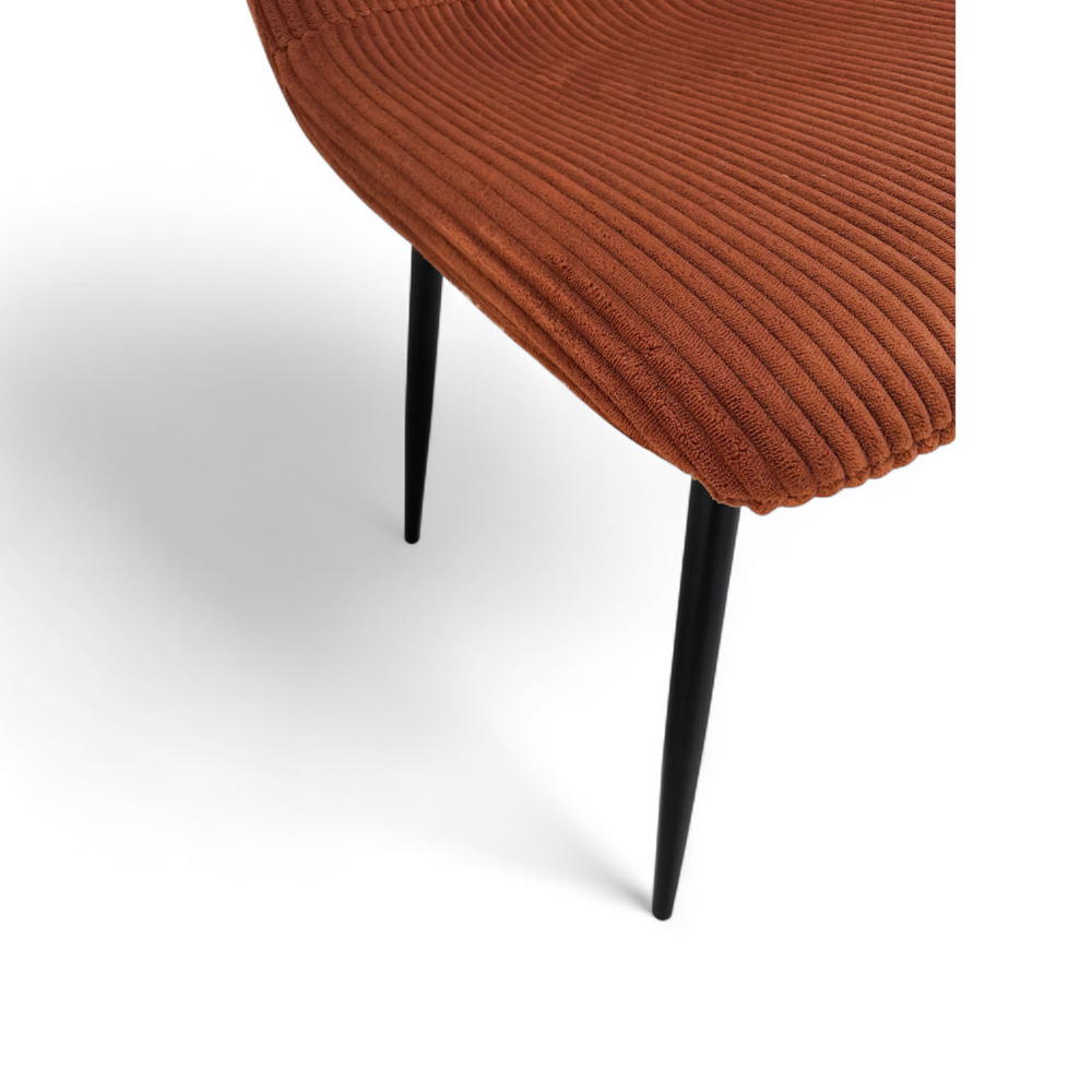 Chaise repas velours côtelé terracotta