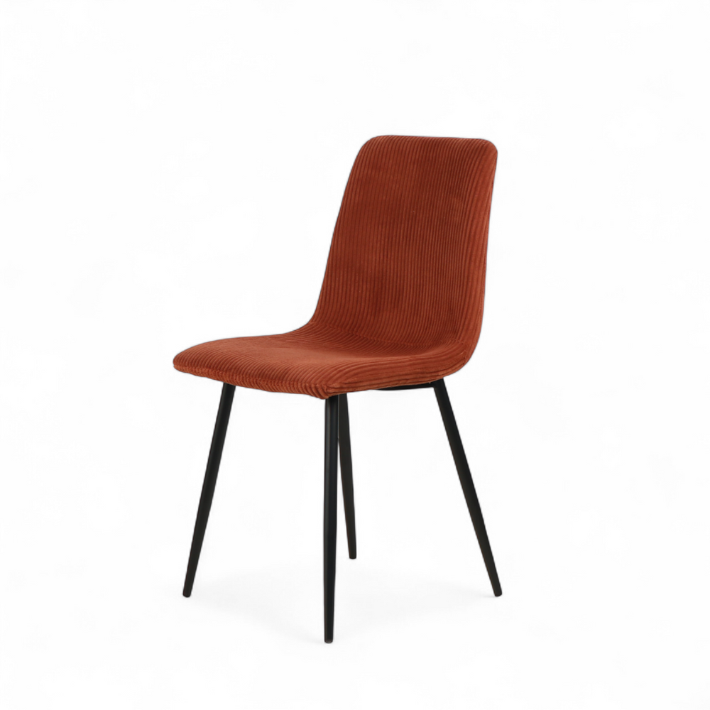 Chaise repas velours côtelé terracotta