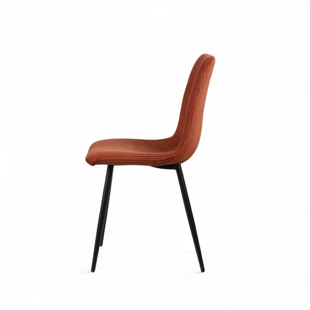 Chaise repas velours côtelé terracotta