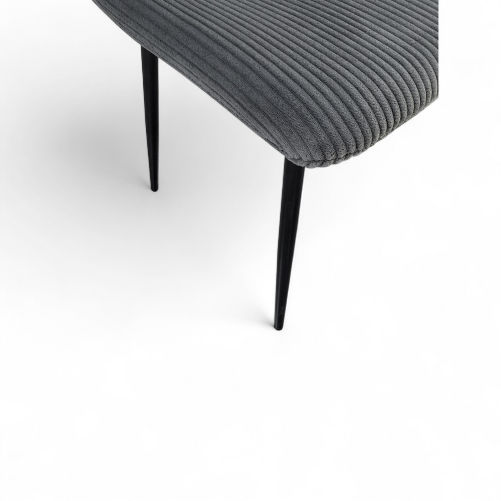 Chaise repas velours côtelé gris