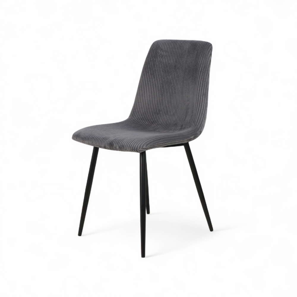 Chaise repas velours côtelé gris