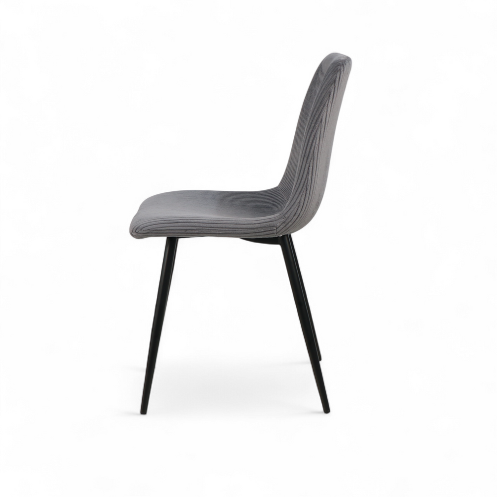 Chaise repas velours côtelé gris