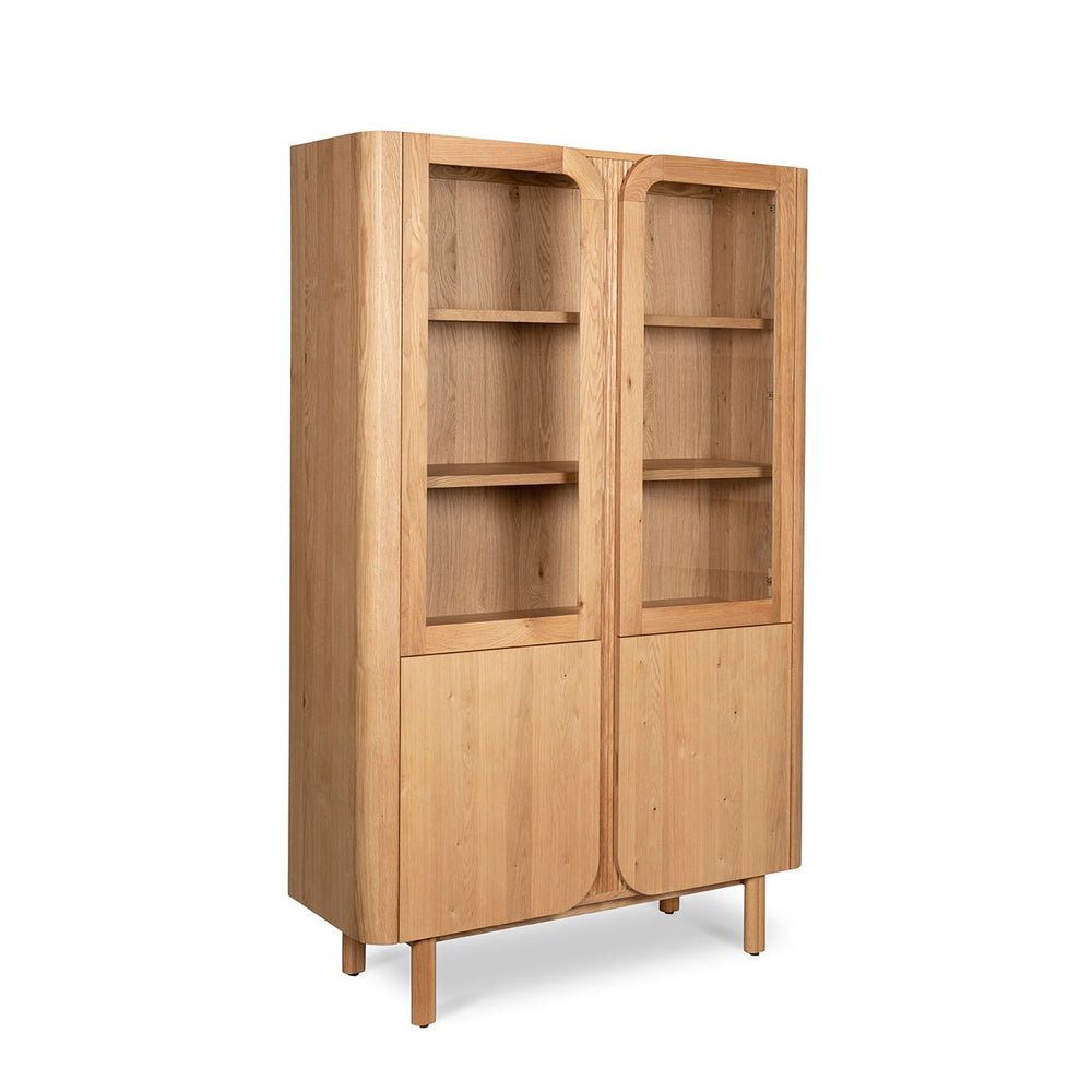 Vitrine 4 portes 2 en verre et 2 en bois