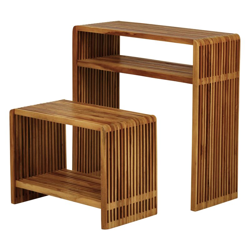 Consoles gigognes teck recyclé 74cm - Set de 2