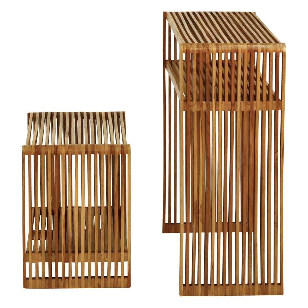 Consoles gigognes teck recyclé 74cm - Set de 2
