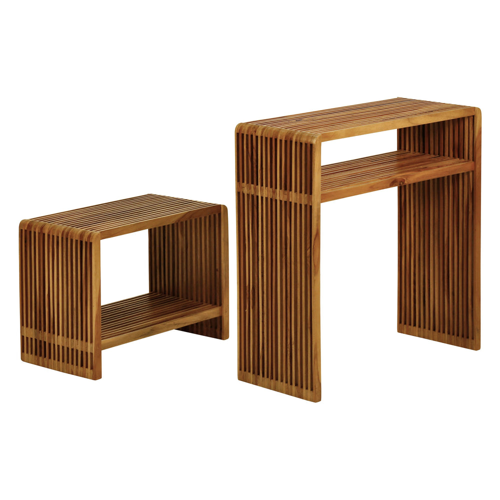 Consoles gigognes teck recyclé 74cm - Set de 2