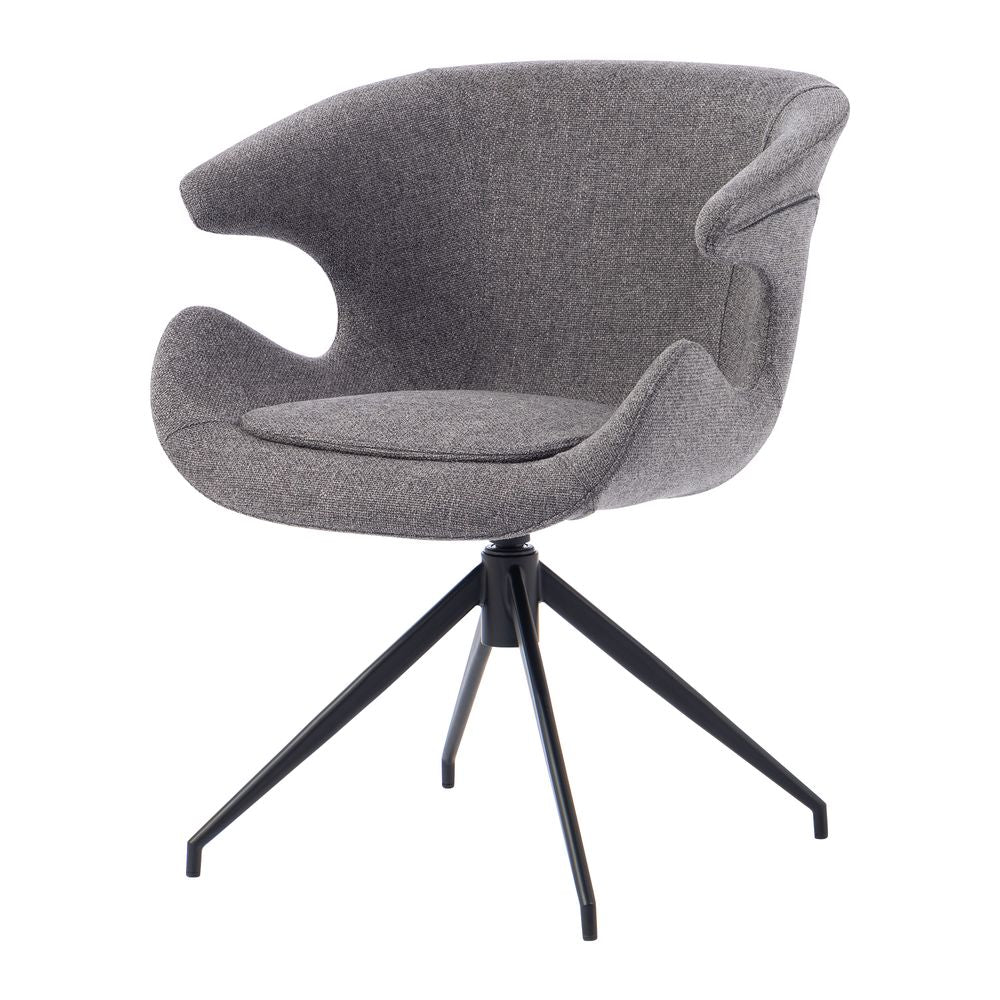 Chaise repas accoudoir tissu gris foncé
