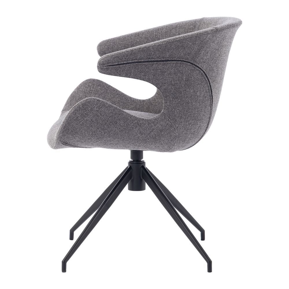 Chaise repas accoudoir tissu gris foncé