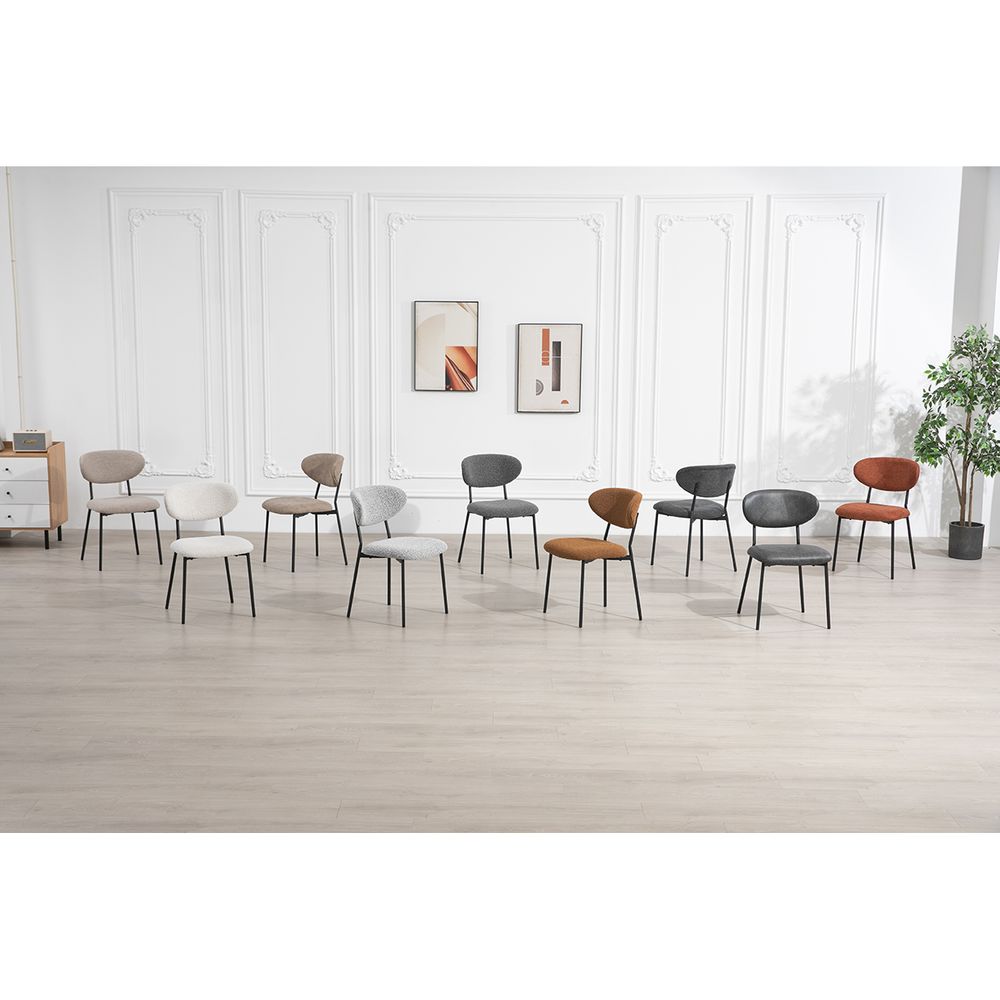 Chaise repas en tissu gris fonce