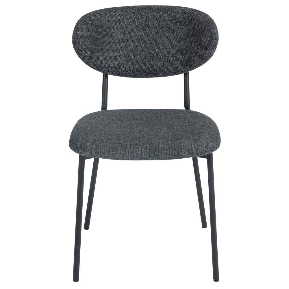 Chaise repas en tissu gris fonce