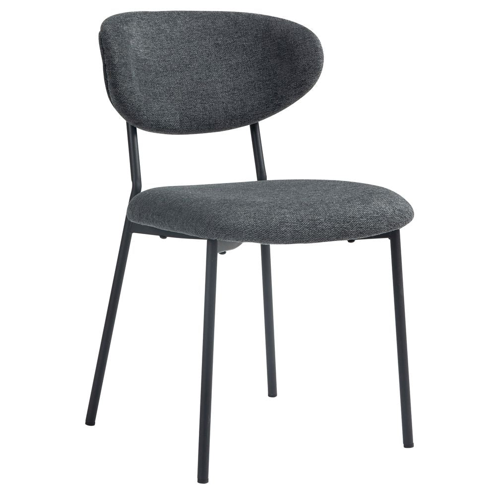 Chaise repas en tissu gris fonce