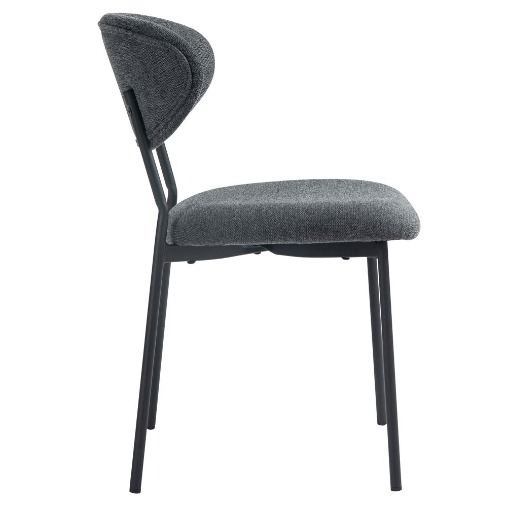 Chaise repas en tissu gris fonce