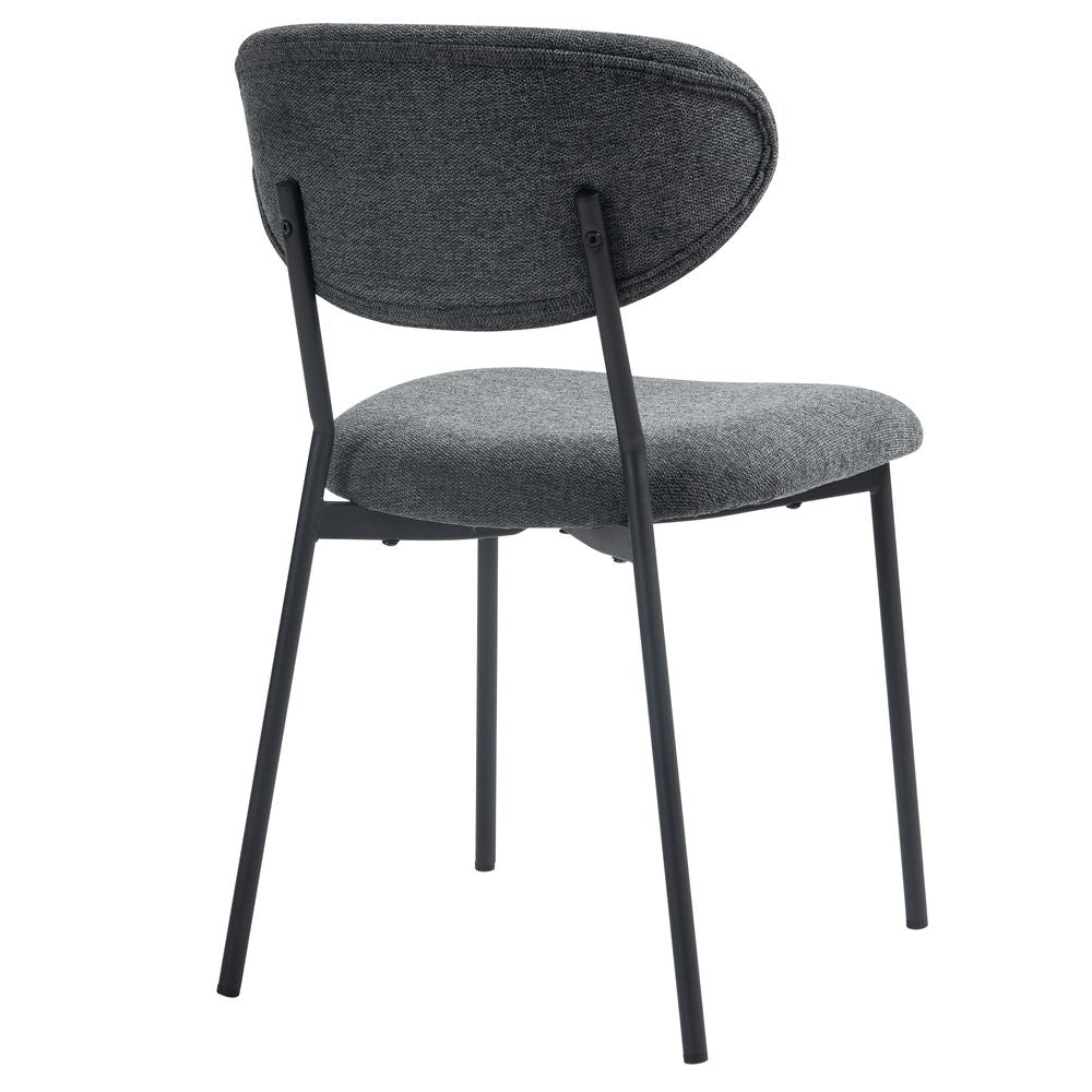 Chaise repas en tissu gris fonce