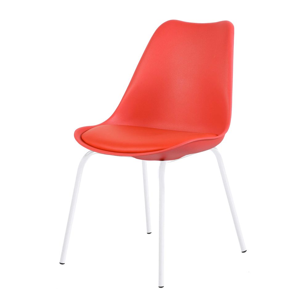 Chaise repas rouge pied blanc
