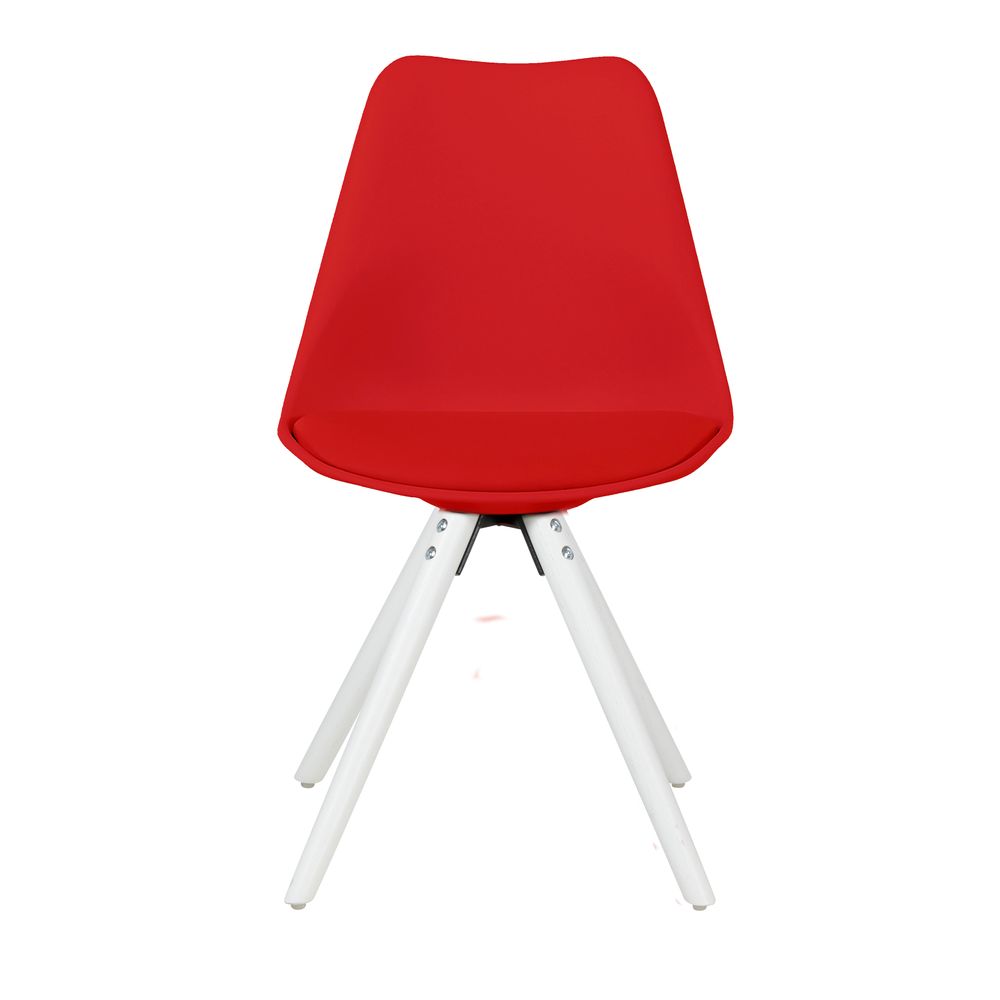 Chaise repas rouge pied blanc