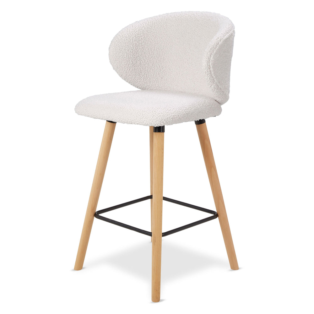 Chaise snack tissu effet laine bouclette blanche