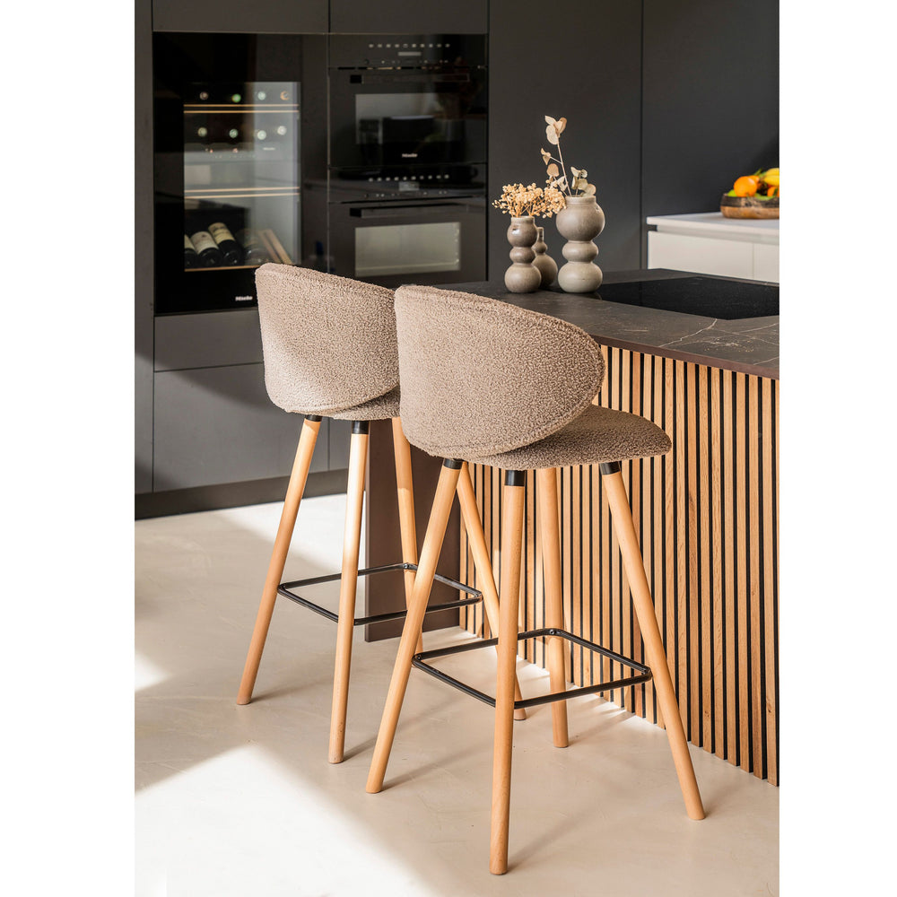 Chaise snack tissu effet laine bouclette taupe