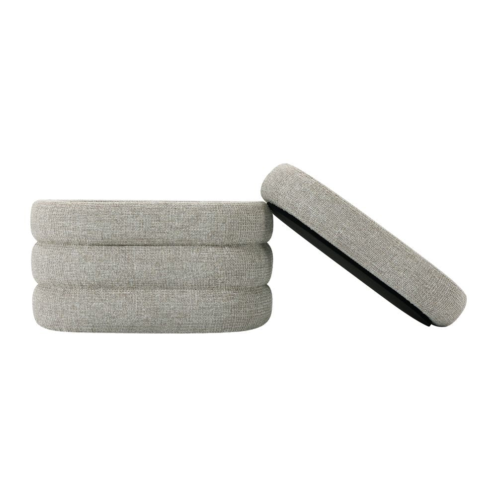 Banc coffre tissu chenillé beige